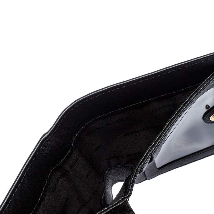 Pre Owned Michael Kors Black Leather Carryall Card Case Wallet