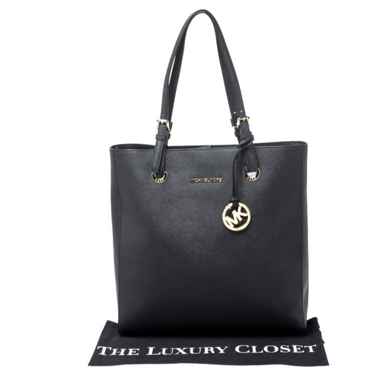 Pre Owned  MICHAEL Michael Kors Black Leather Jet Set Tote