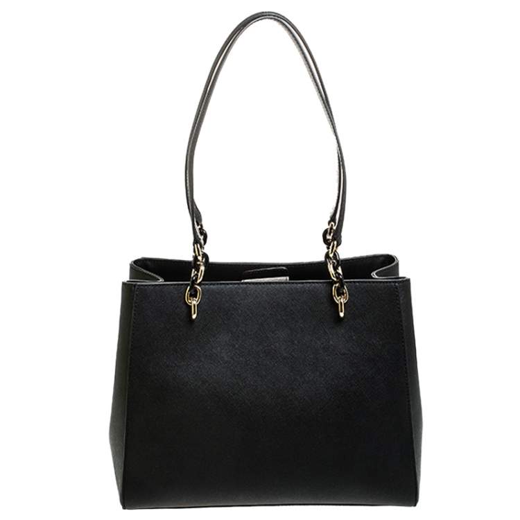 Pre Owned Michael Kors Black Leather Sofia Tote