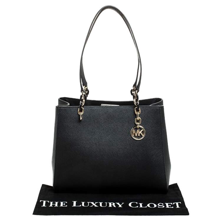 Pre Owned Michael Kors Black Leather Sofia Tote