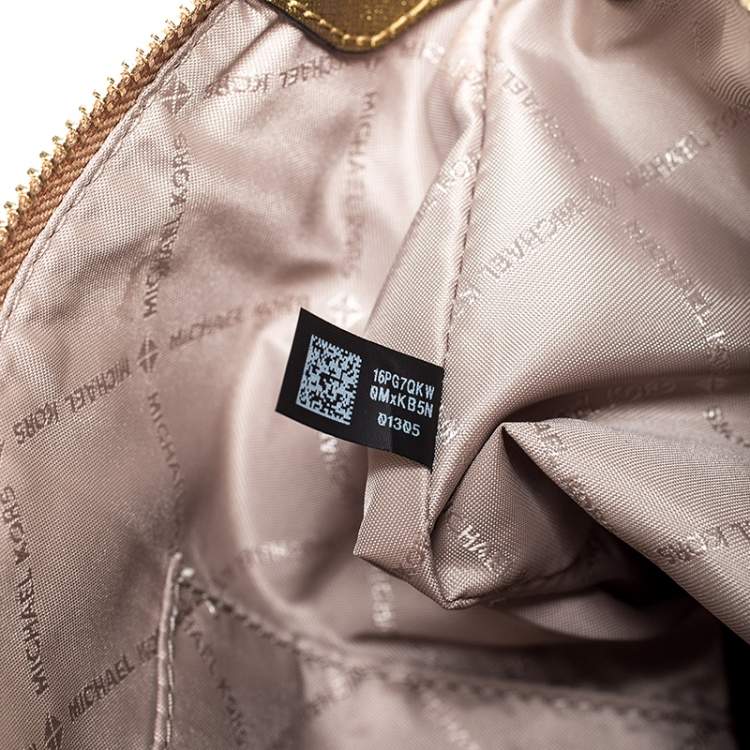 Pre Owned Michael Kors Gold Leather Large Ciara Tote