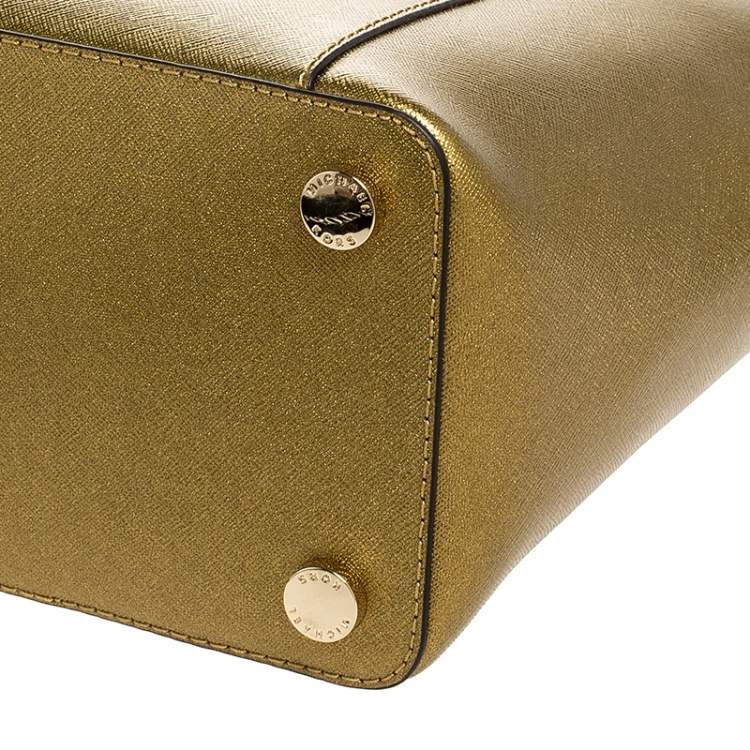 Pre Owned Michael Kors Gold Leather Large Ciara Tote