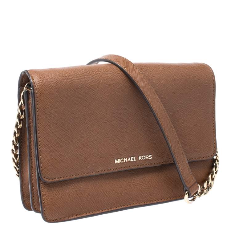 Pre Owned Michael Kors Brown Leather Crossbody Bag