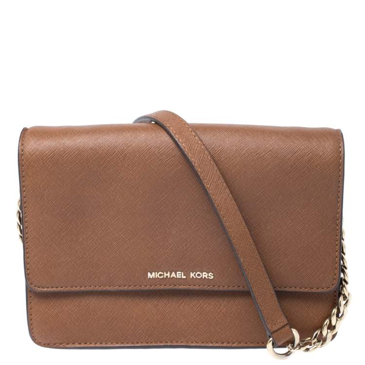 Pre Owned Michael Kors Brown Leather Crossbody Bag
