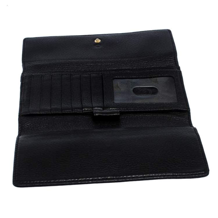 Pre Owned Michael Kors Black Leather Trifold Flap Continental Wallet