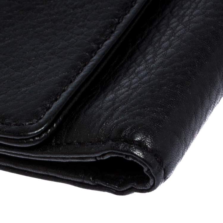 Pre Owned Michael Kors Black Leather Trifold Flap Continental Wallet