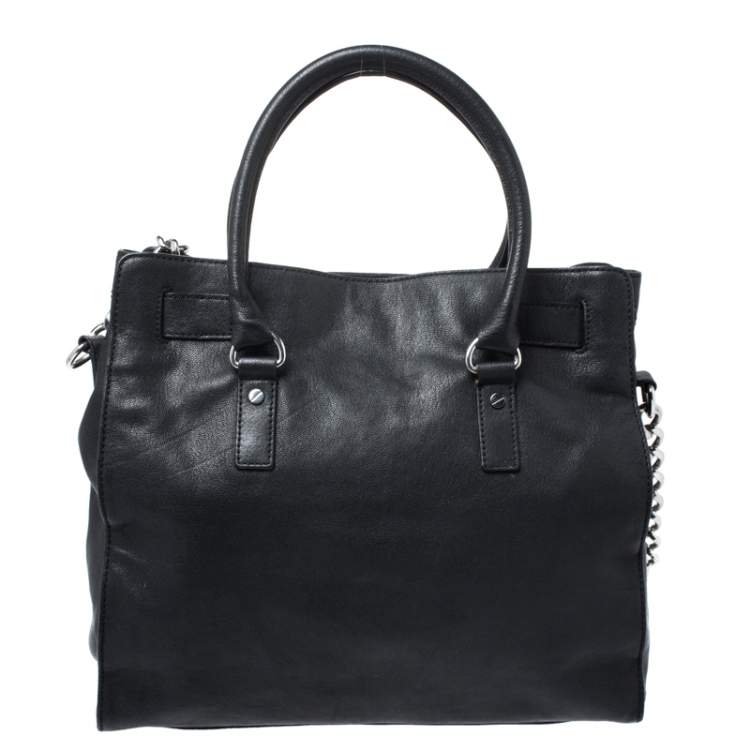 Pre Owned MICHAEL Michael Kors Black Leather Hamilton Tote