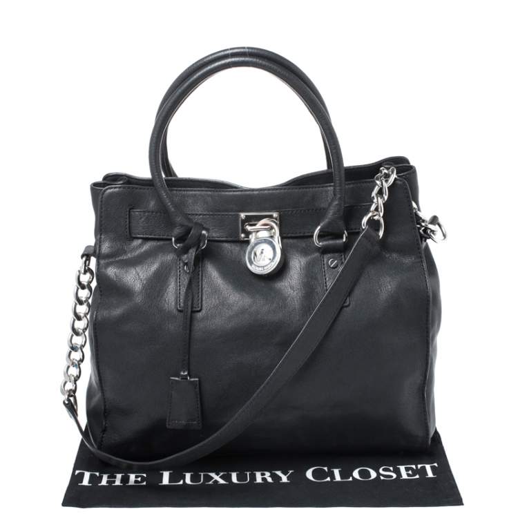 Pre Owned MICHAEL Michael Kors Black Leather Hamilton Tote