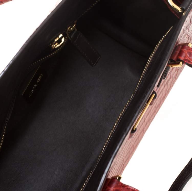 Pre Owned Michael Kors Red Croc Embossed Leather Gia Satchel