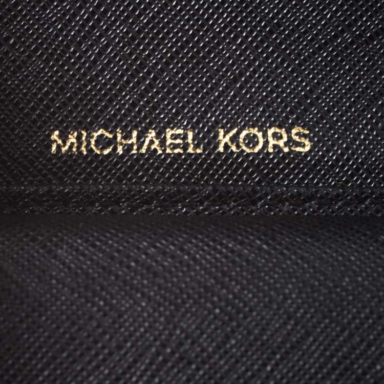 Pre Owned Michael Kors Black Leather Short Jet Set Trifold Wallet