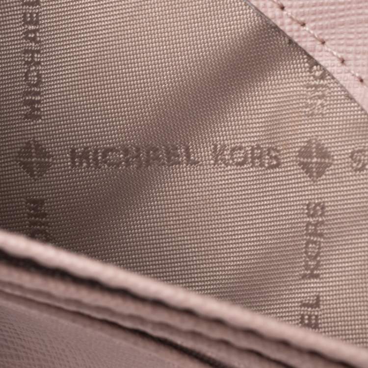 Pre Owned Michael Kors Pink Leather Card Case Wallet