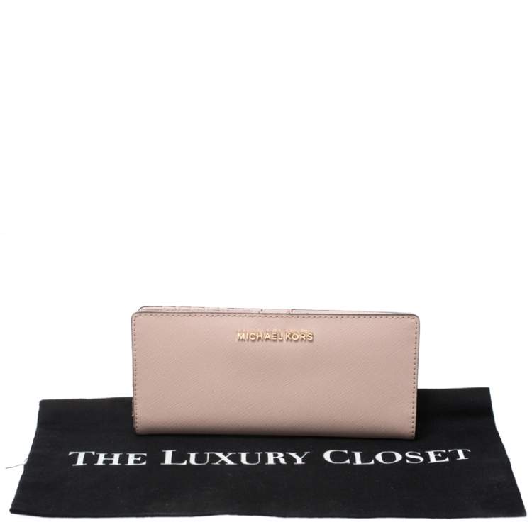 Pre Owned Michael Kors Pink Leather Card Case Wallet