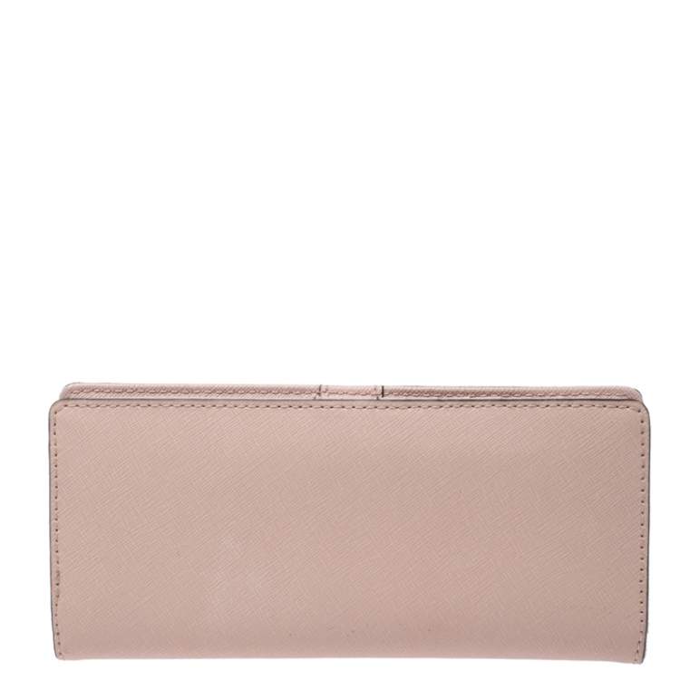 Pre Owned Michael Kors Pink Leather Card Case Wallet