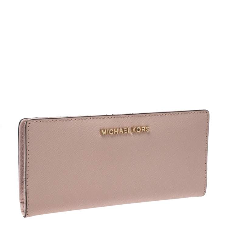 Pre Owned Michael Kors Pink Leather Card Case Wallet