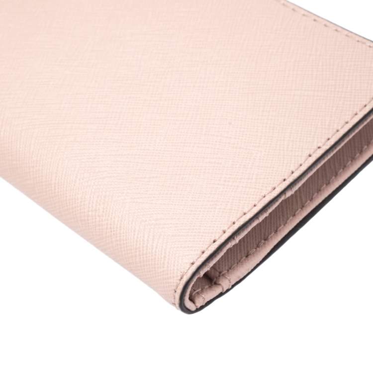 Pre Owned Michael Kors Pink Leather Card Case Wallet