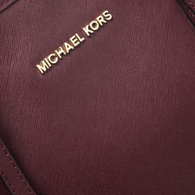 Pre Owned Michael Kors Burgundy Leather Jet Set Tote