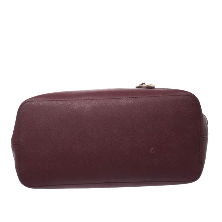 Pre Owned Michael Kors Burgundy Leather Jet Set Tote