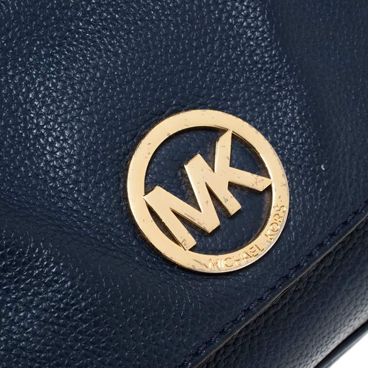 مملوكة مسبقًا MICHAEL Michael Kors Blue Leather Flap Shoulder Bag