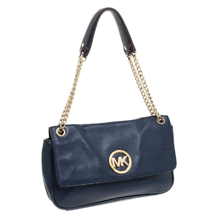 مملوكة مسبقًا MICHAEL Michael Kors Blue Leather Flap Shoulder Bag