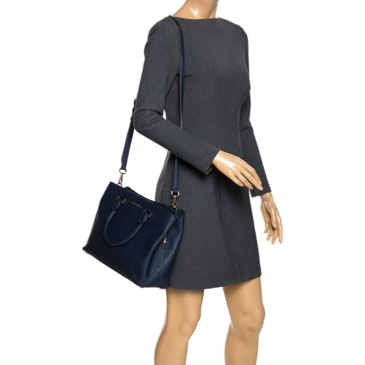 Pre Owned MICHAEL Michael Kors Blue Leather Savannah Satchel
