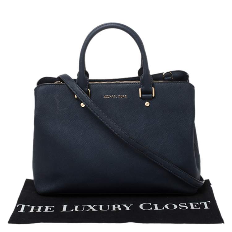 Pre Owned MICHAEL Michael Kors Blue Leather Savannah Satchel