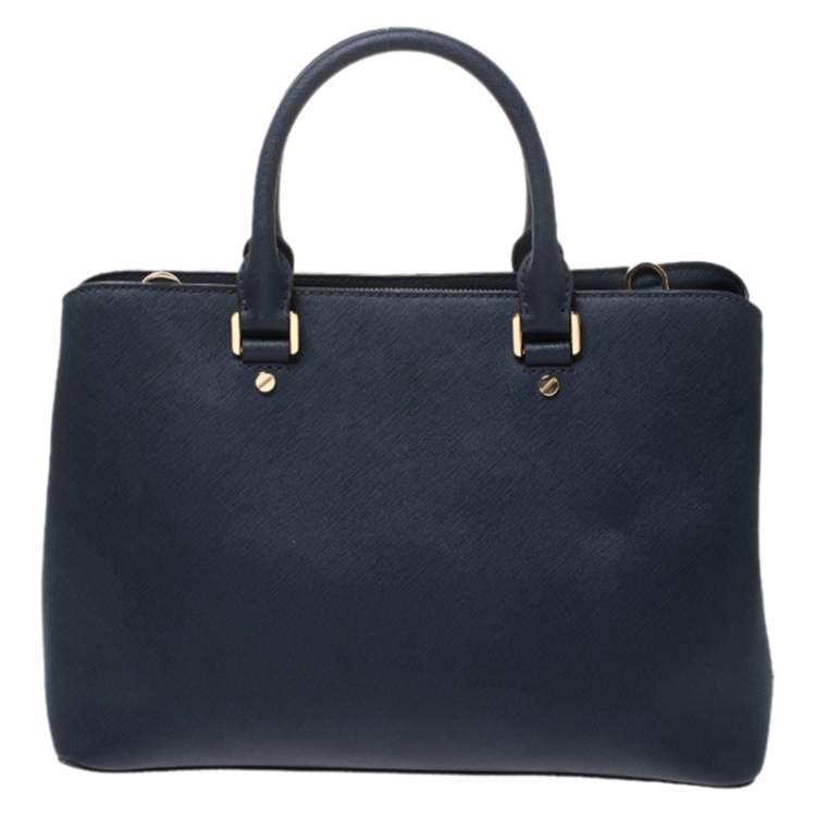 Pre Owned MICHAEL Michael Kors Blue Leather Savannah Satchel