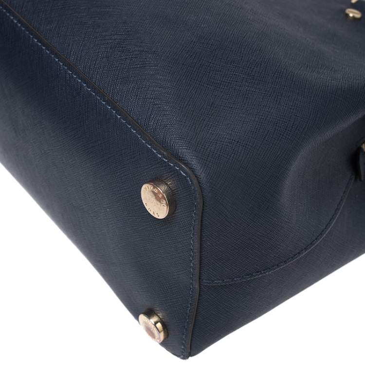 Pre Owned MICHAEL Michael Kors Blue Leather Savannah Satchel