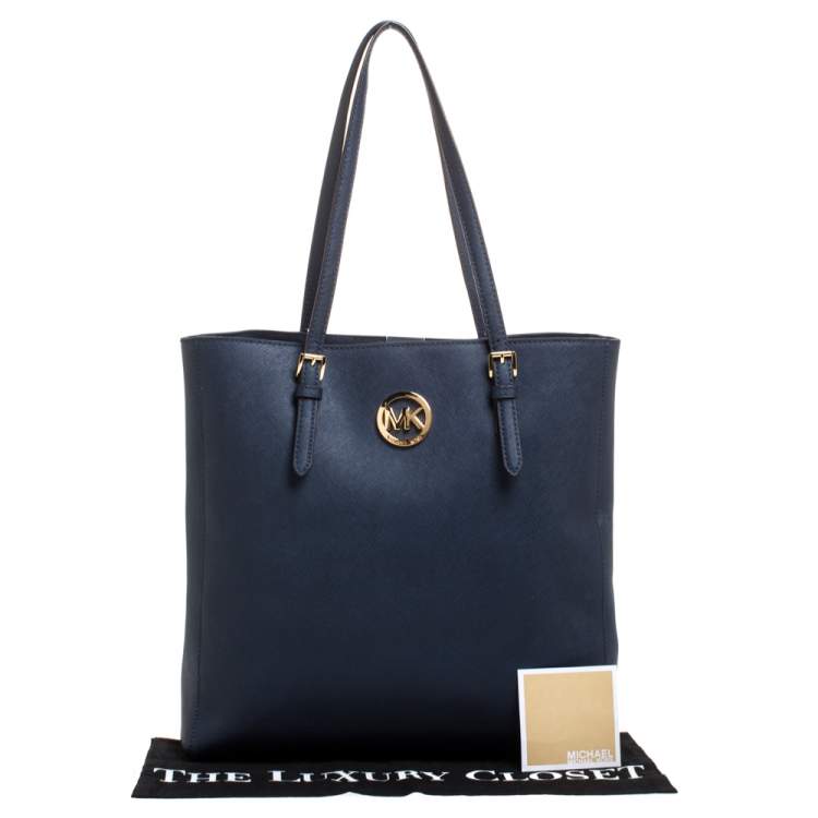 Pre Owned MICHAEL Michael Kors Blue Leather Jet Set Tote