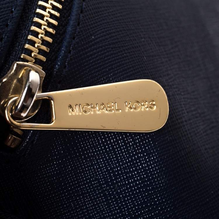 Pre Owned Michael Kors Blue Leather Jet Set Travel Tote