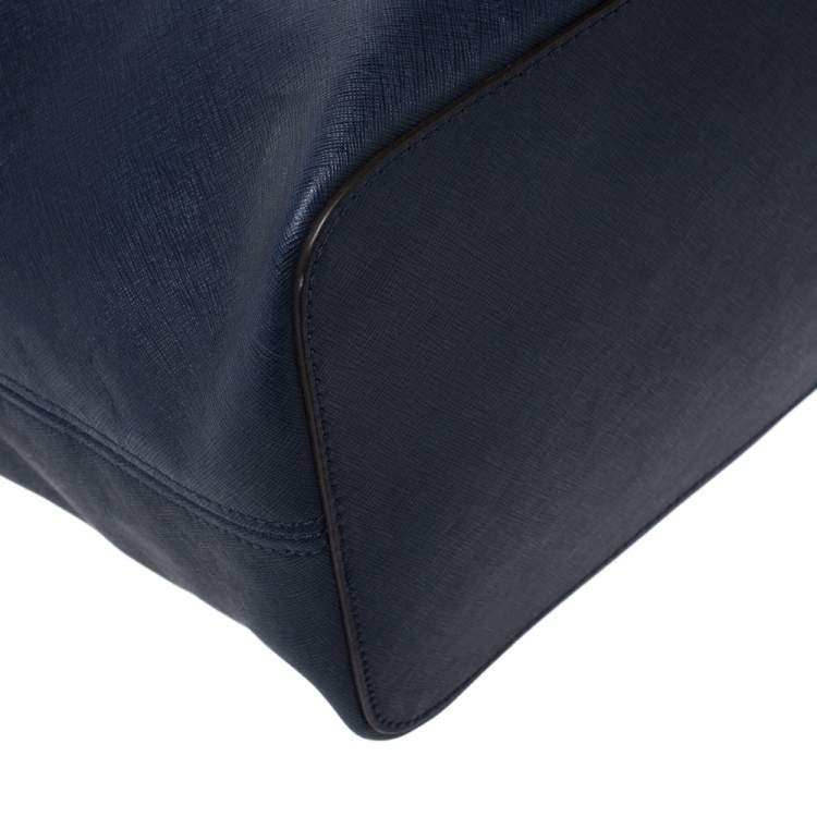 Pre Owned Michael Kors Blue Leather Jet Set Travel Tote