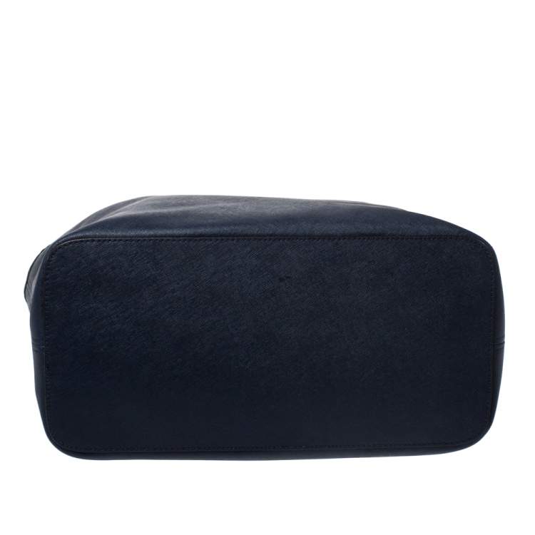 Pre Owned Michael Kors Blue Leather Jet Set Travel Tote