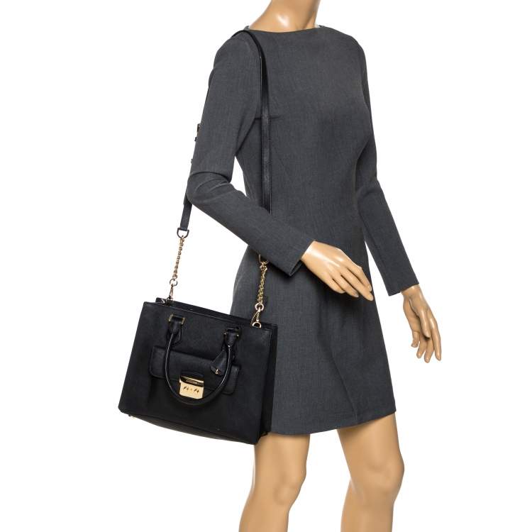 Pre Owned MICHAEL Michael Kors Black Leather Bridgette Tote