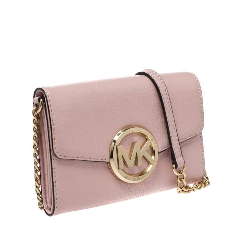 Pre Owned Michael Kors Pink Leather Crossbody Bag