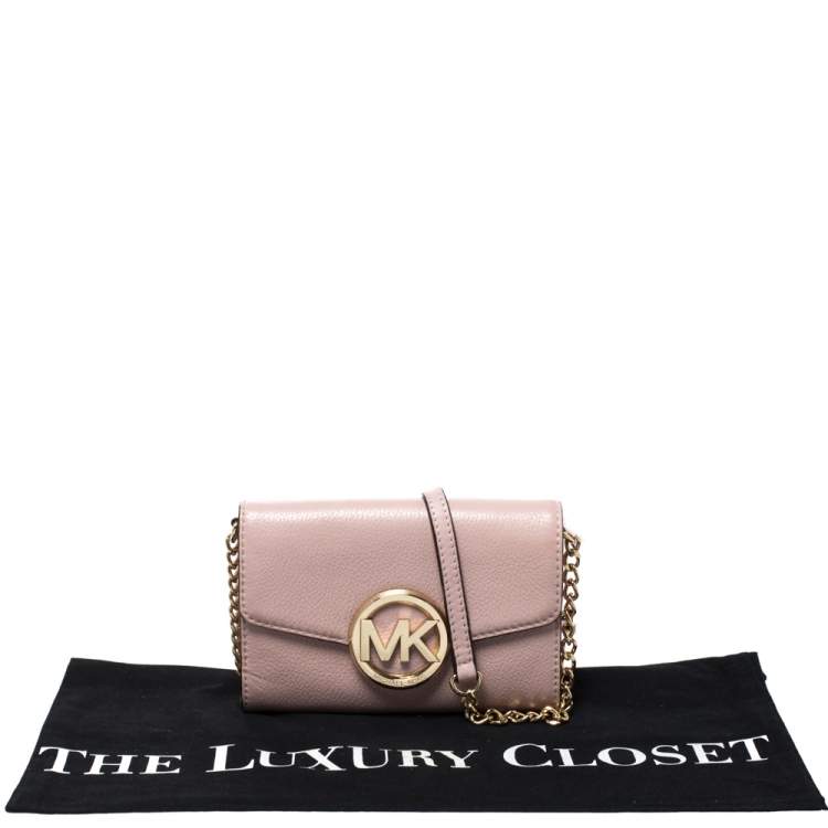 Pre Owned Michael Kors Pink Leather Crossbody Bag