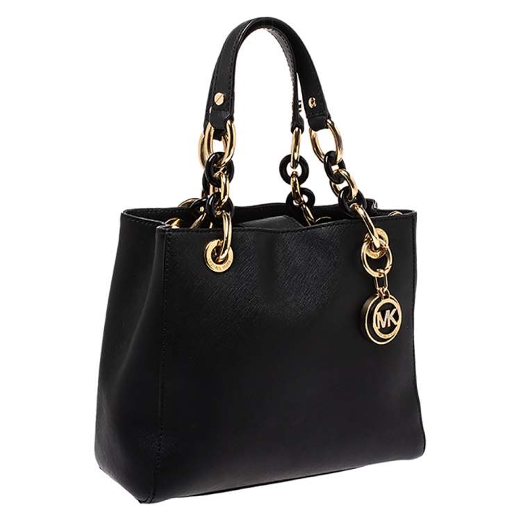 Pre Owned MICHAEL Michael Kors Black Leather Small Cynthia Tote