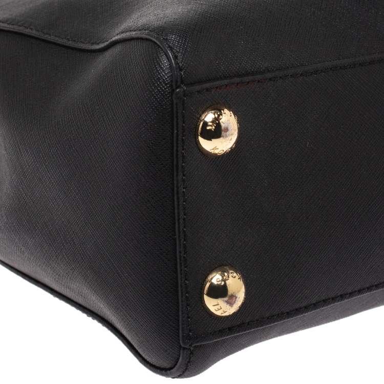 Pre Owned MICHAEL Michael Kors Black Leather Small Cynthia Tote