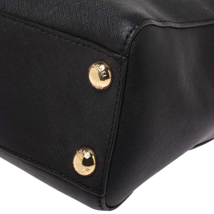 Pre Owned MICHAEL Michael Kors Black Leather Small Cynthia Tote