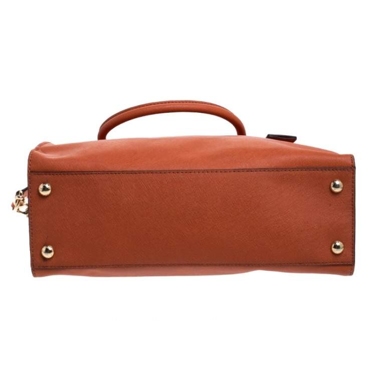 Pre Owned MICHAEL Michael Kors Orange Leather Large Hamilton North South Tote