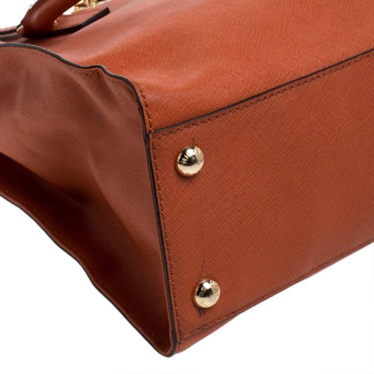 Pre Owned MICHAEL Michael Kors Orange Leather Large Hamilton North South Tote