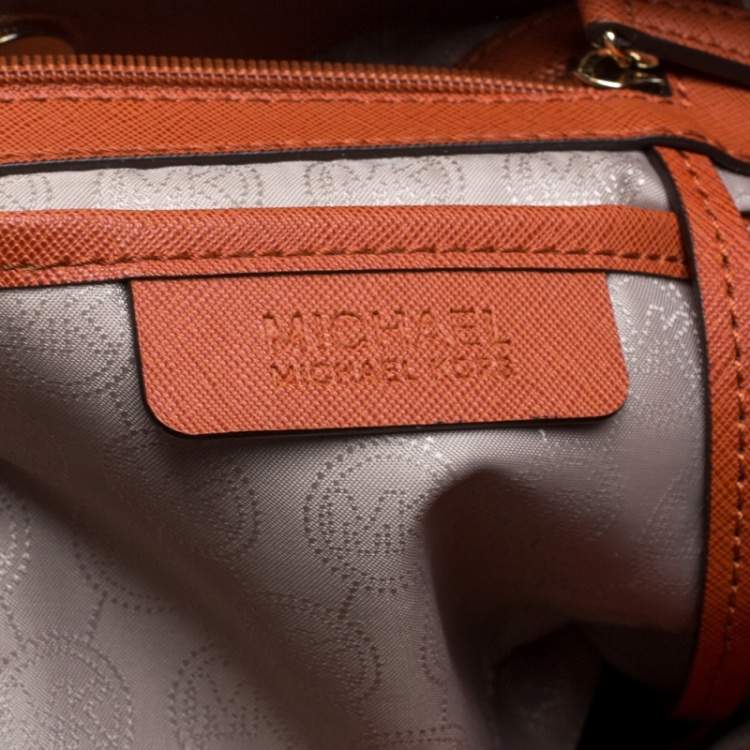 Pre Owned MICHAEL Michael Kors Orange Leather Large Hamilton North South Tote