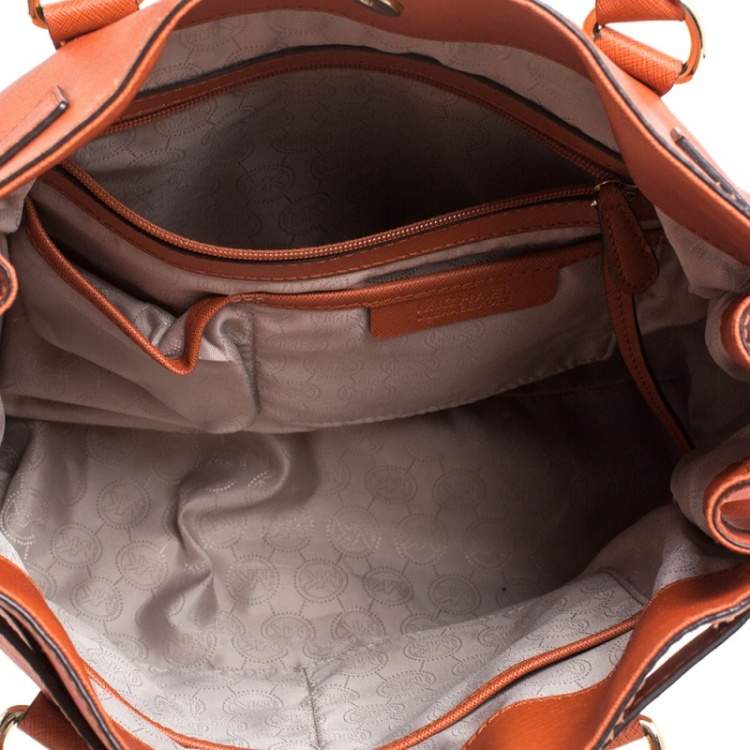 Pre Owned MICHAEL Michael Kors Orange Leather Large Hamilton North South Tote