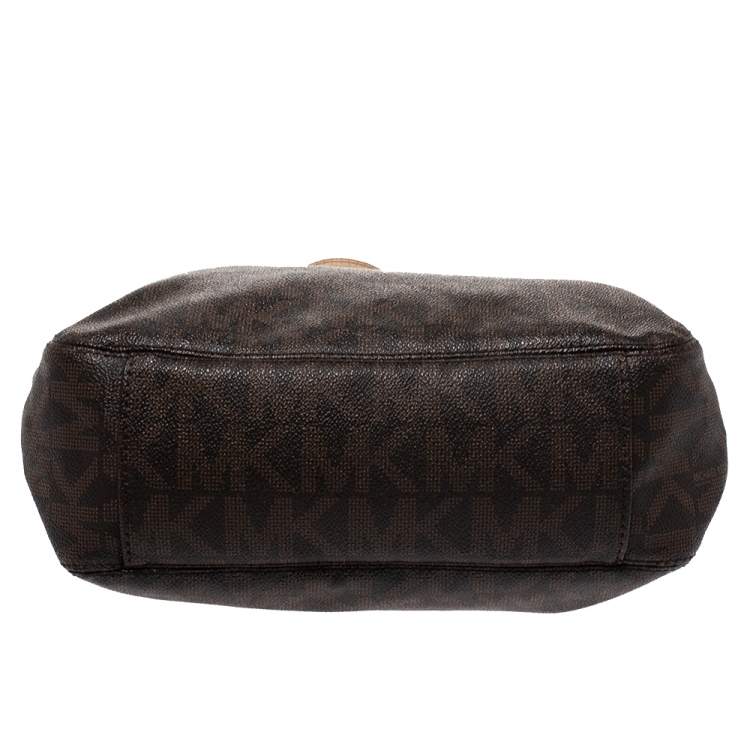 Pre Owned MICHAEL Michael Kors Brown Signature Coated Canvas Lilly Tote