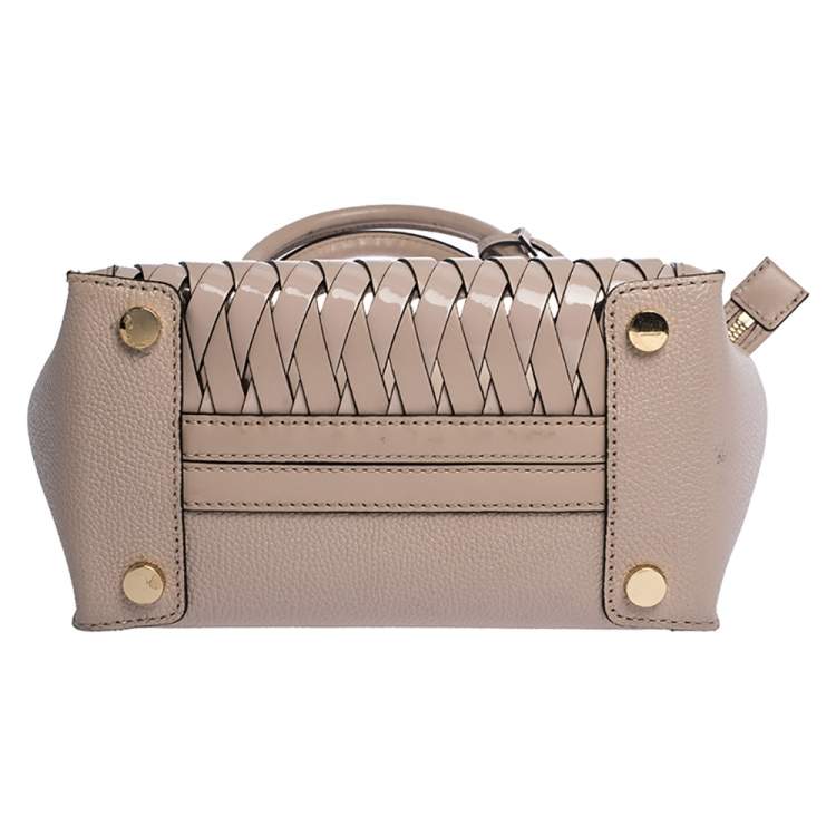 Pre Owned Michael Kors Pink Woven Leather Mercer Studio Tote