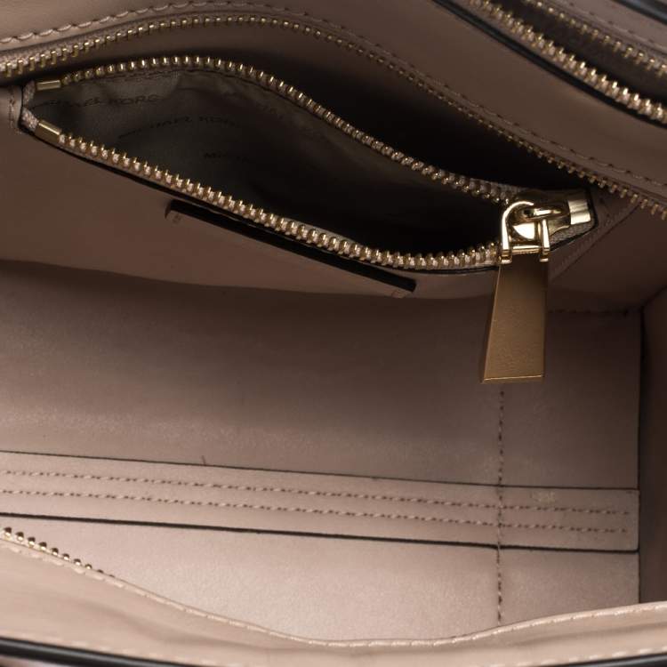 Pre Owned Michael Kors Pink Woven Leather Mercer Studio Tote