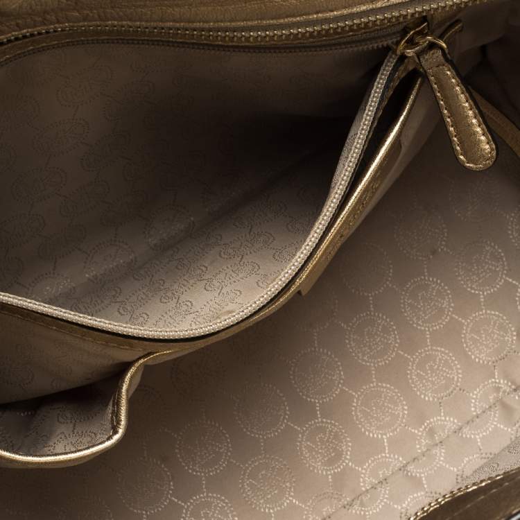 Pre Owned MICHAEL Michael Kors Gold Leather Large Selma Satchel