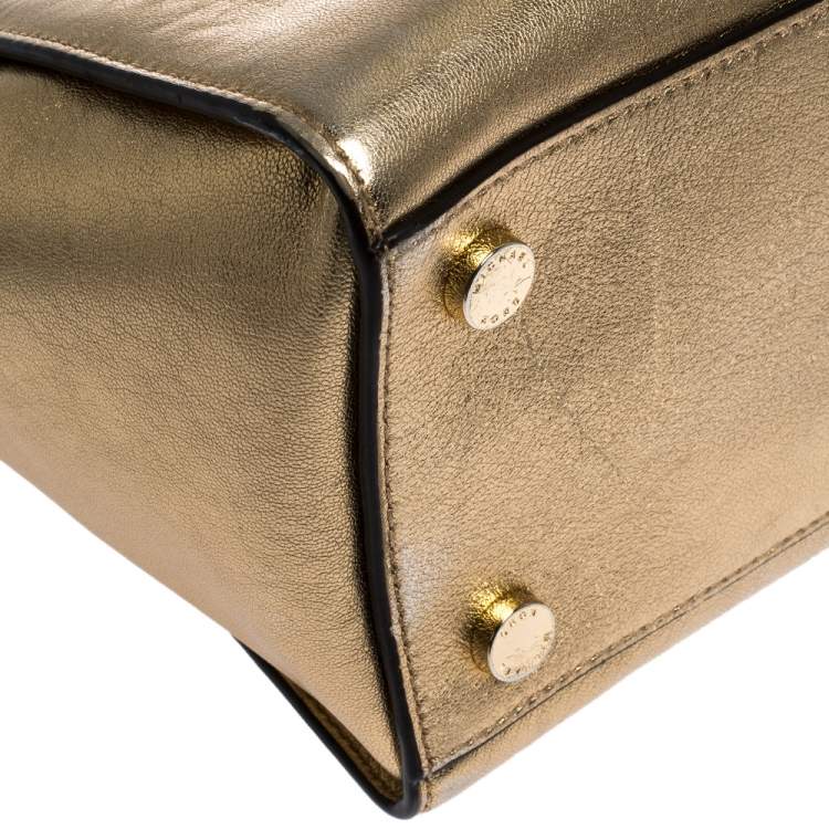 Pre Owned MICHAEL Michael Kors Gold Leather Large Selma Satchel