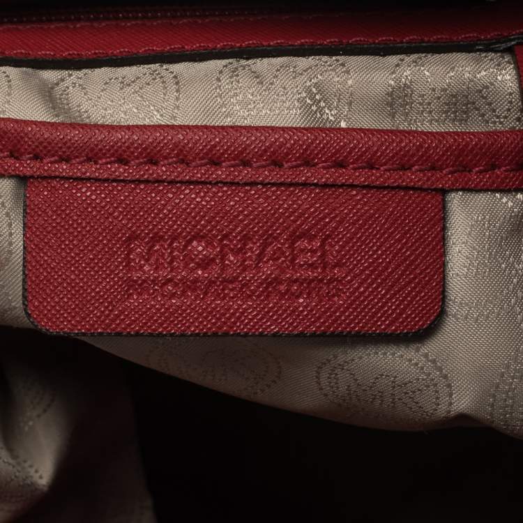 Pre Owned MICHAEL Michael Kors Red Leather Large Hamilton North South Tote