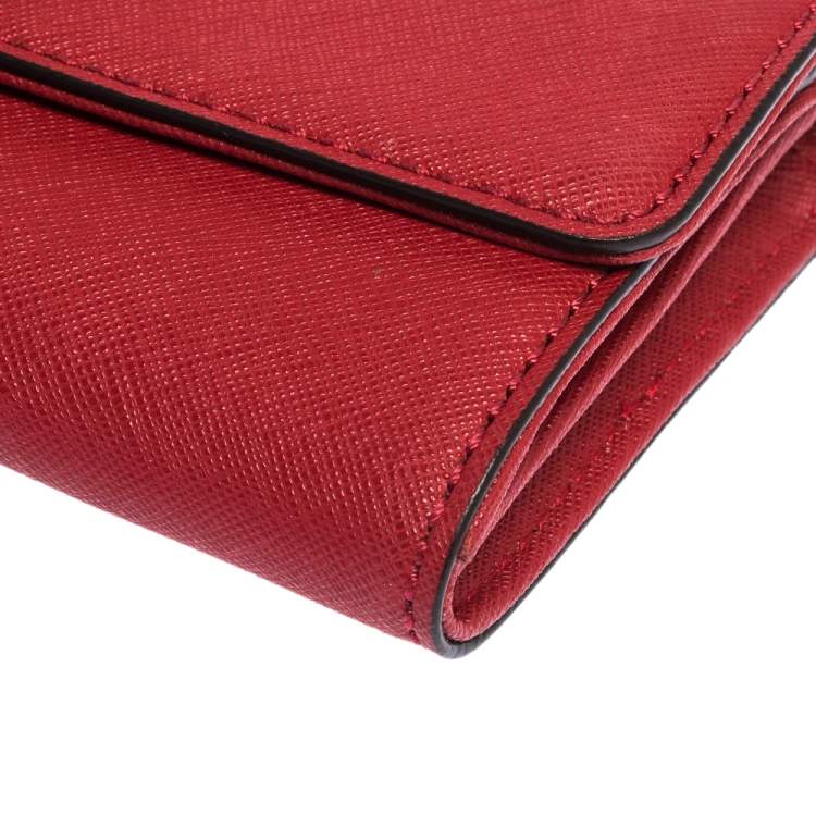 Pre Owned Michael Kors Red Leather Hamilton Wallet