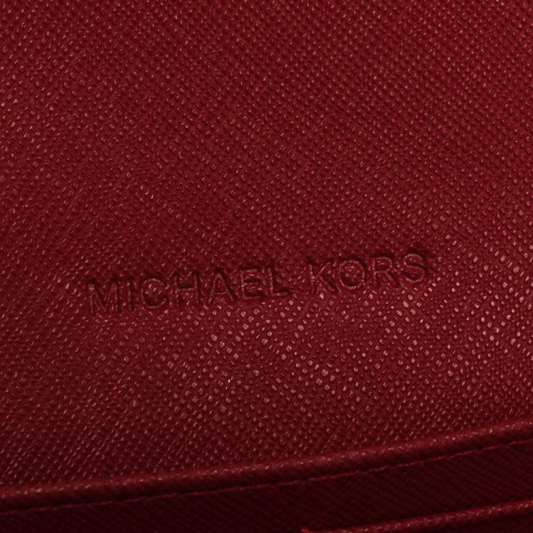 Pre Owned Michael Kors Red Leather Hamilton Wallet