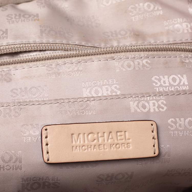 Pre Owned MICHAEL Michael Kors Brown Coated Canvas and Leather Cindy Dome Satchel